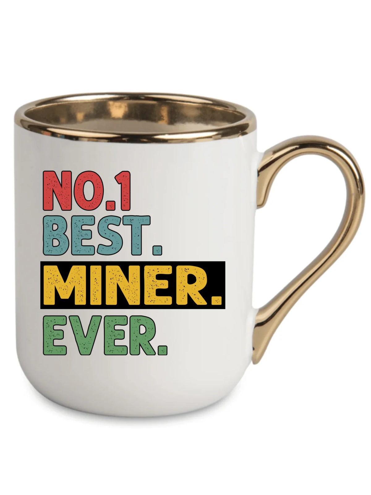 Biały ze złotym rantem i uchem kubek elegant dla górnika - Best Miner Ever