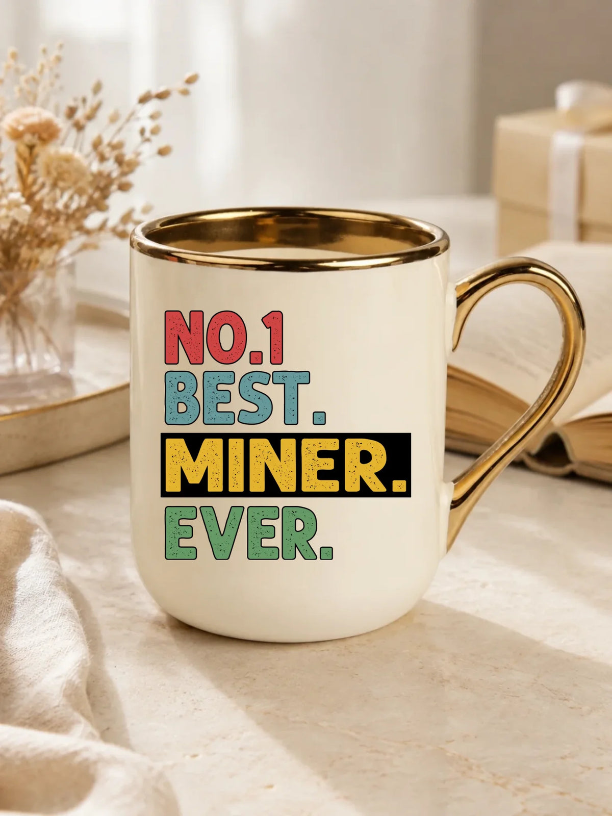 Prezent na Dzień Górnika biały kubek elegant z nadrukiem - Best Miner Ever