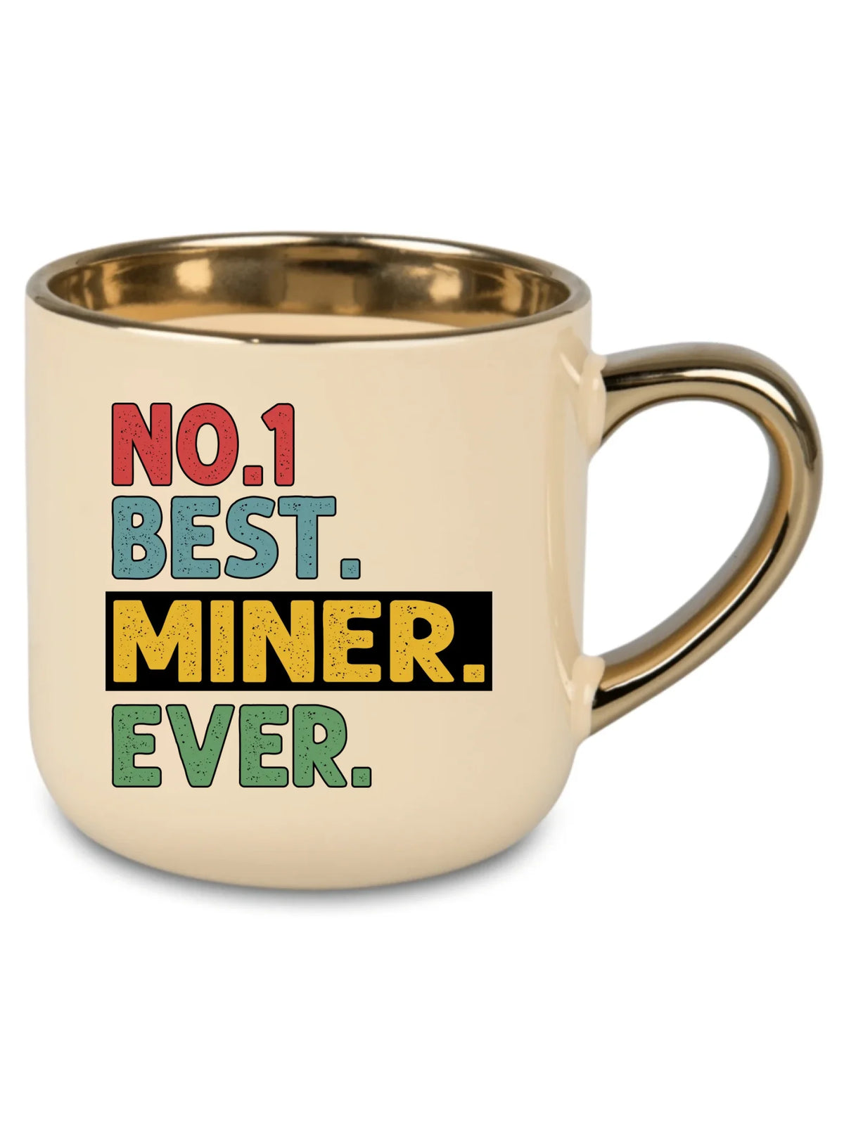 Kremowy kubek ze złotym rantem dla górnika - Best Miner Ever