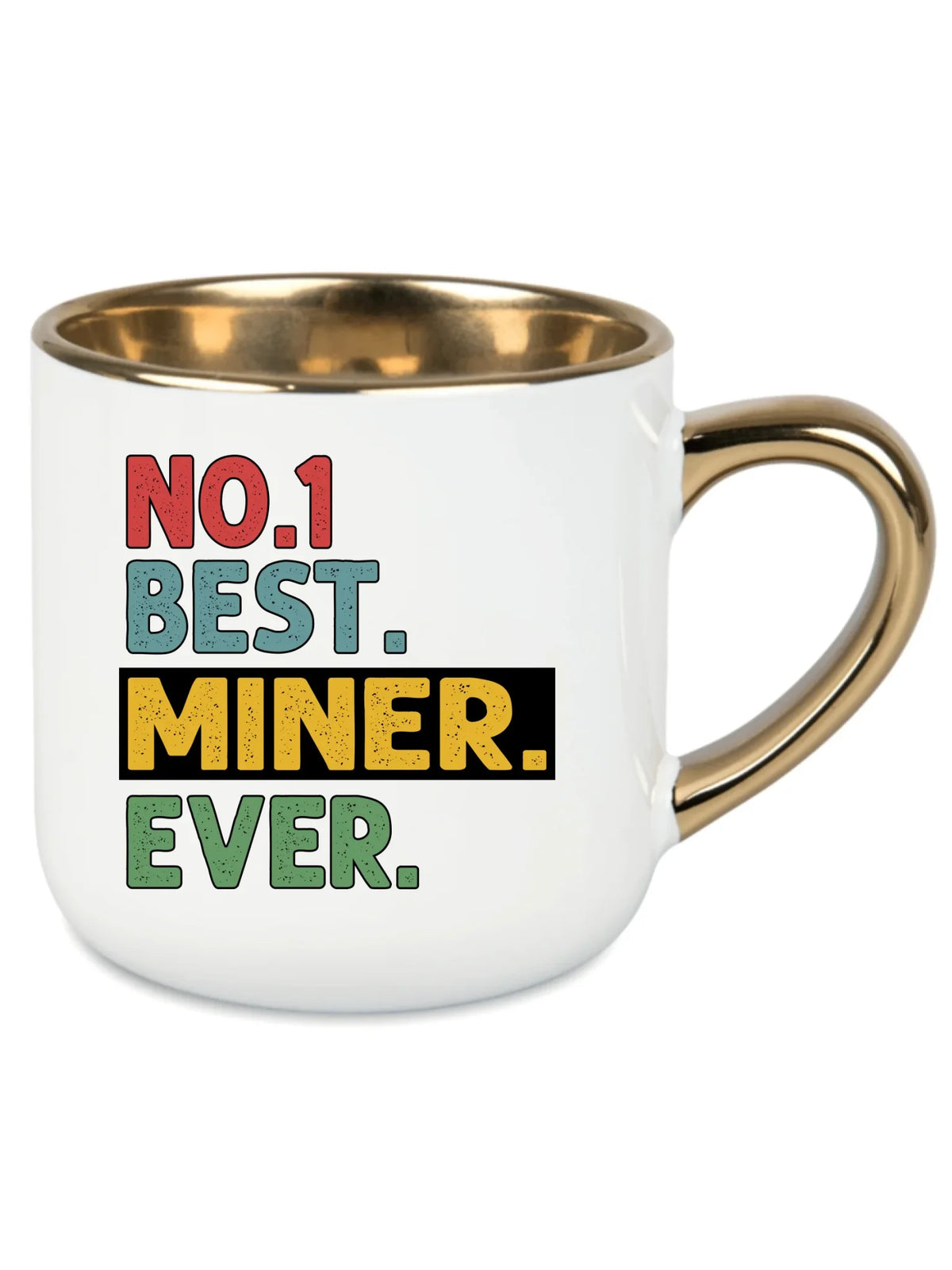 Biały kubek ze złotym rantem dla górnika - Best Miner Ever