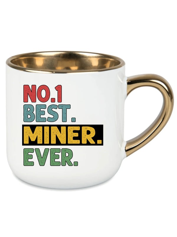 Biały kubek ze złotym rantem dla górnika - Best Miner Ever