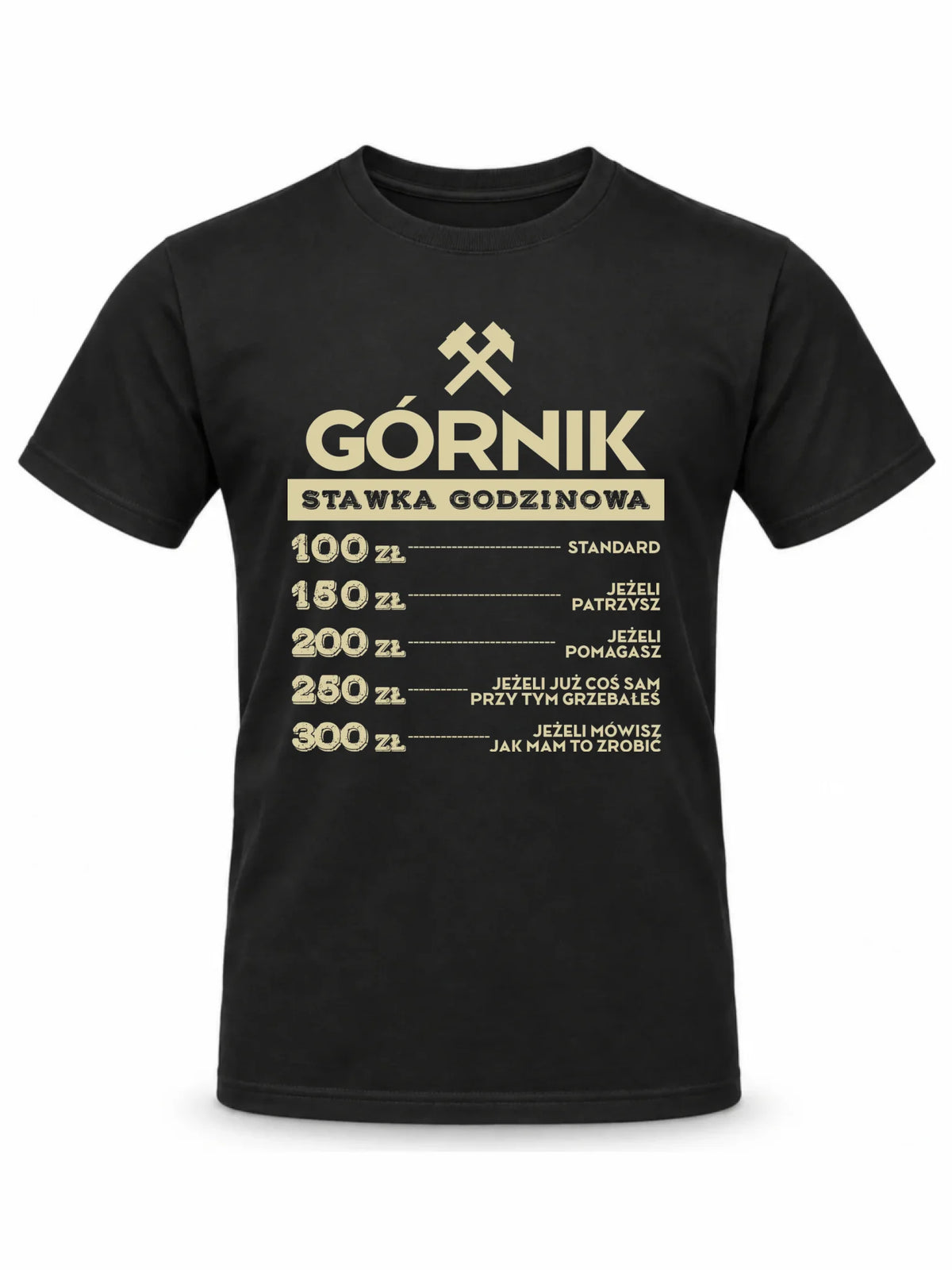 Czarna koszulka męska dla górnika - Górnik stawka godzinowa