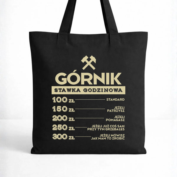 Czarna torba bawełniana dla górnika - Górnik stawka godzinowa