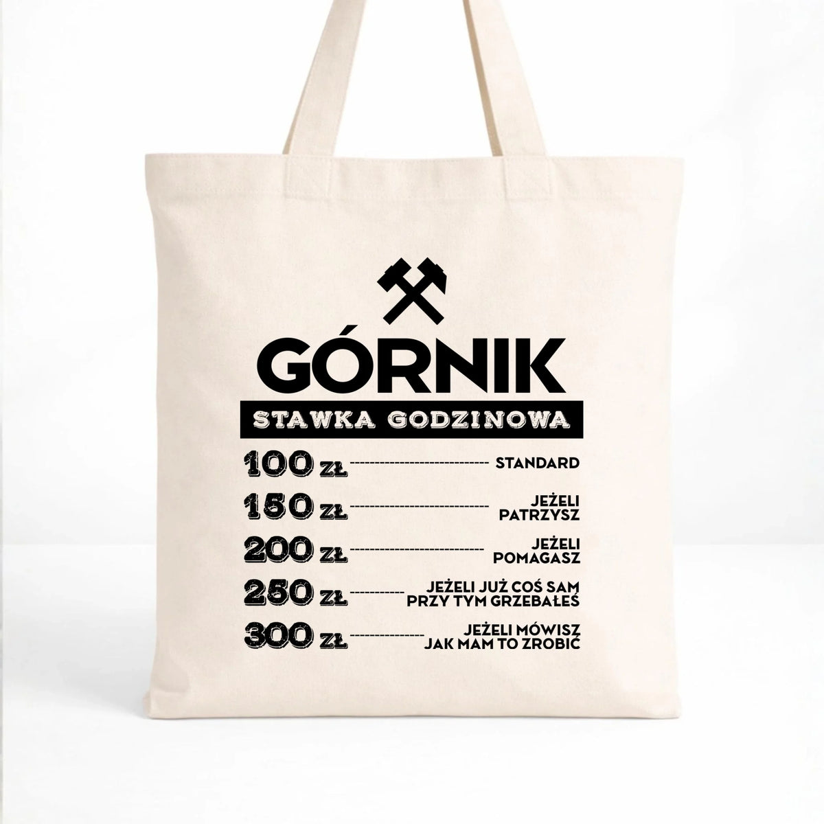 Naturalna torba bawełniana dla górnika - Górnik stawka godzinowa