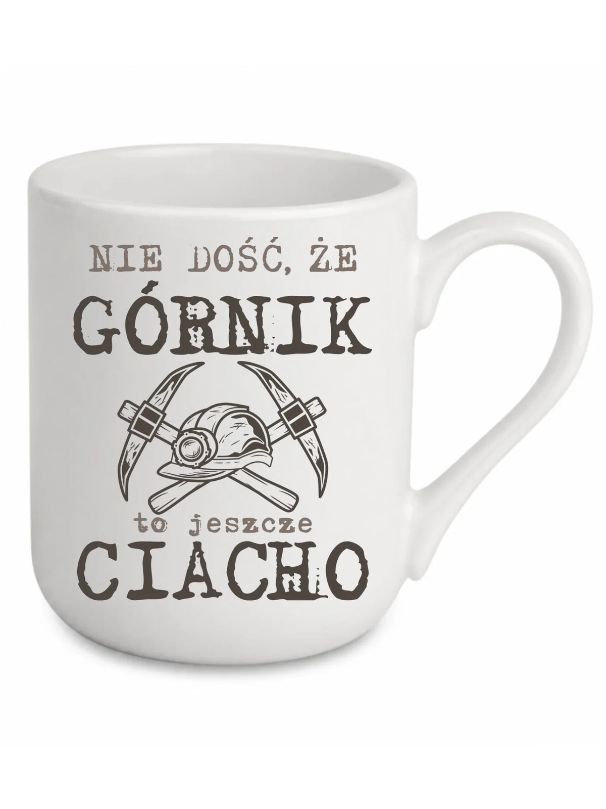 Biały kubek elegant dla górnika - Nie dość, że górnik to jeszcze ciacho