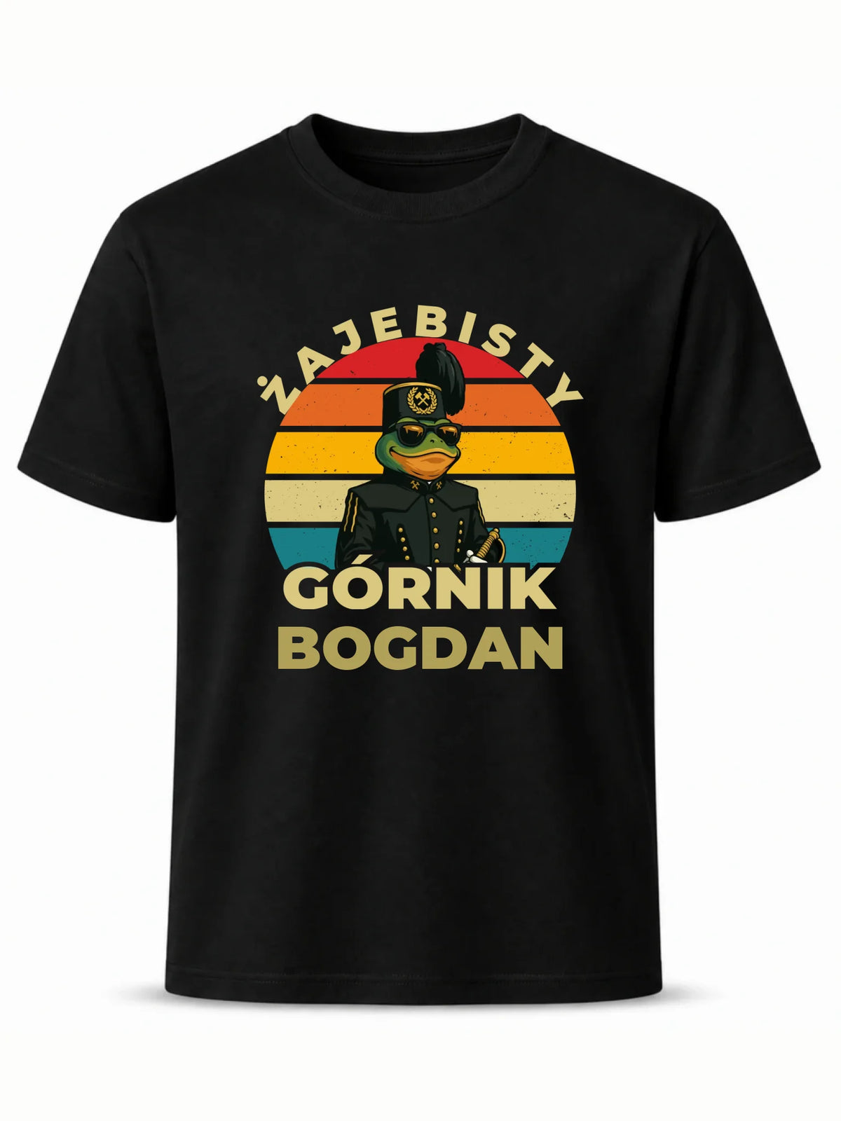 Czarna koszulka z imieniem dla górnika - Żajebisty Górnik z imieniem