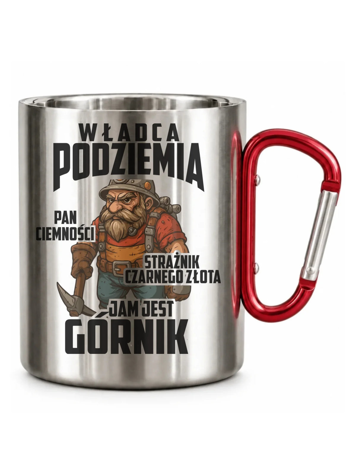 Kubek turystyczny z karabińczykiem dla górnika - Strażnik czarnego złota