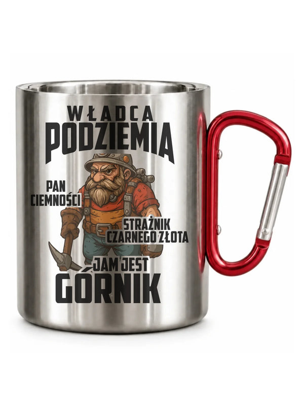 Kubek turystyczny z karabińczykiem dla górnika - Strażnik czarnego złota