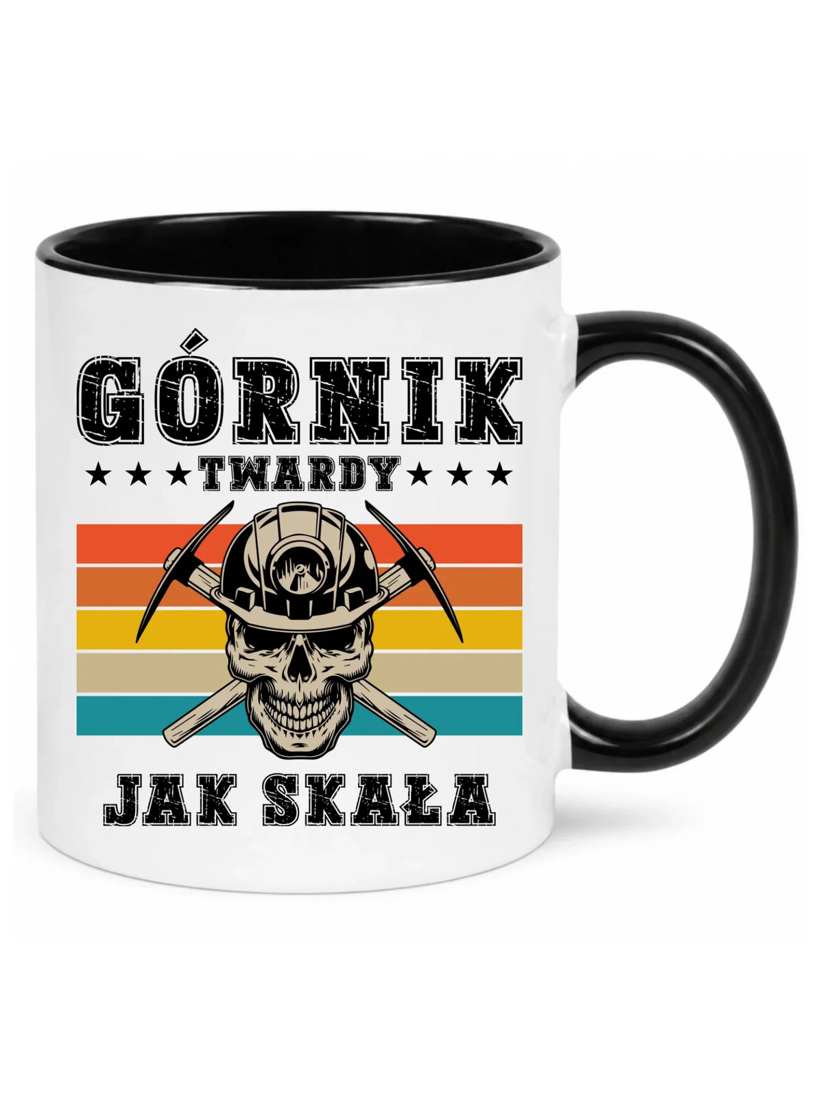 Kubek z czarnym wnętrzem i uchem dla górnika - Twardy jak skała