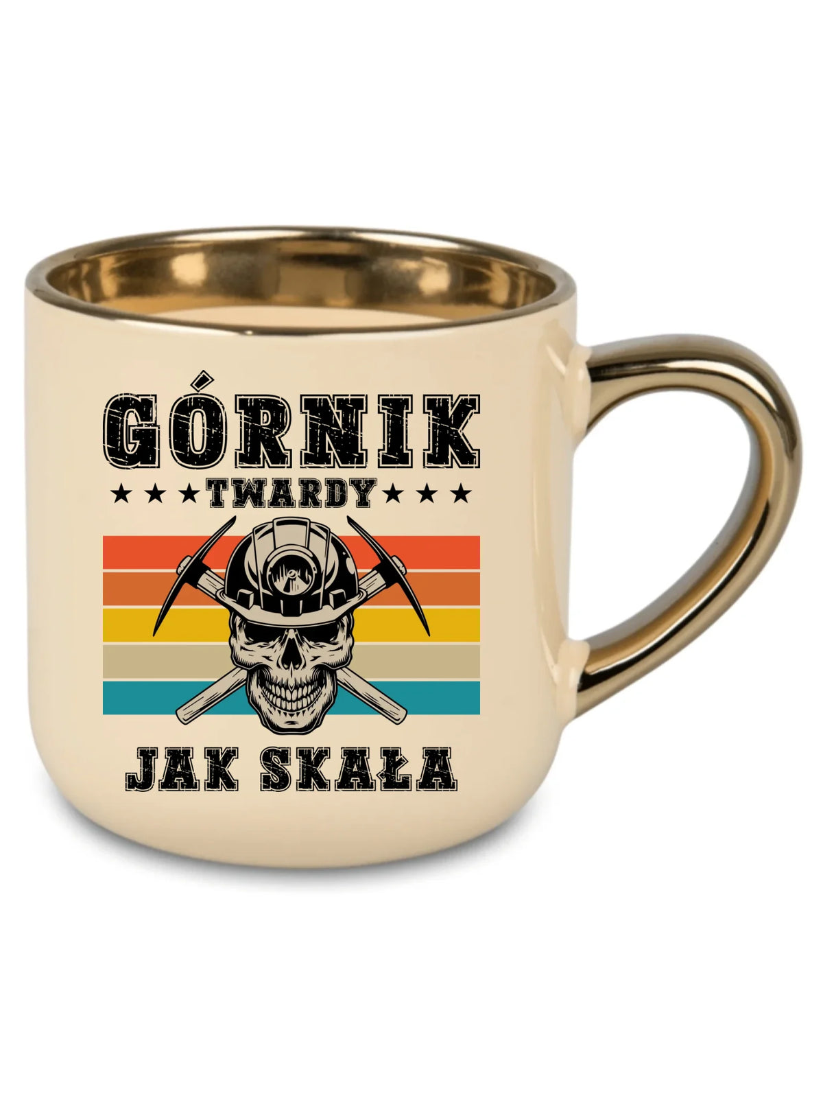 Kubek ze złotym rantem dla górnika - Twardy jak skała