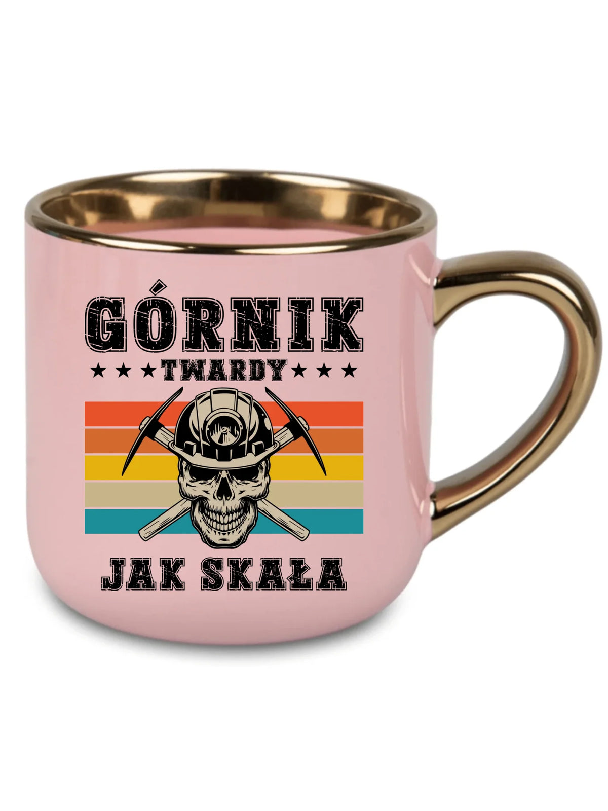 Kubek ze złotym rantem dla górnika - Twardy jak skała