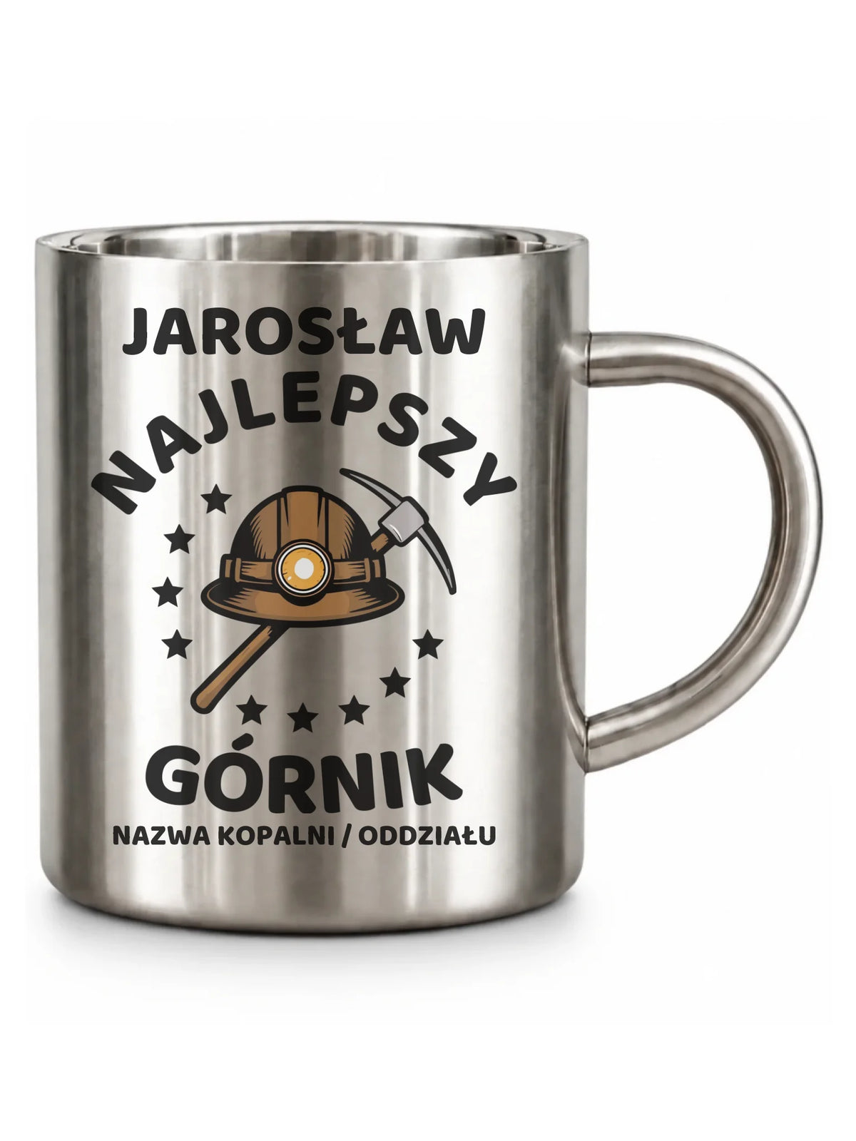 Metalowy kubek turystyczny z imieniem dla górnika - Najlepszy Górnik