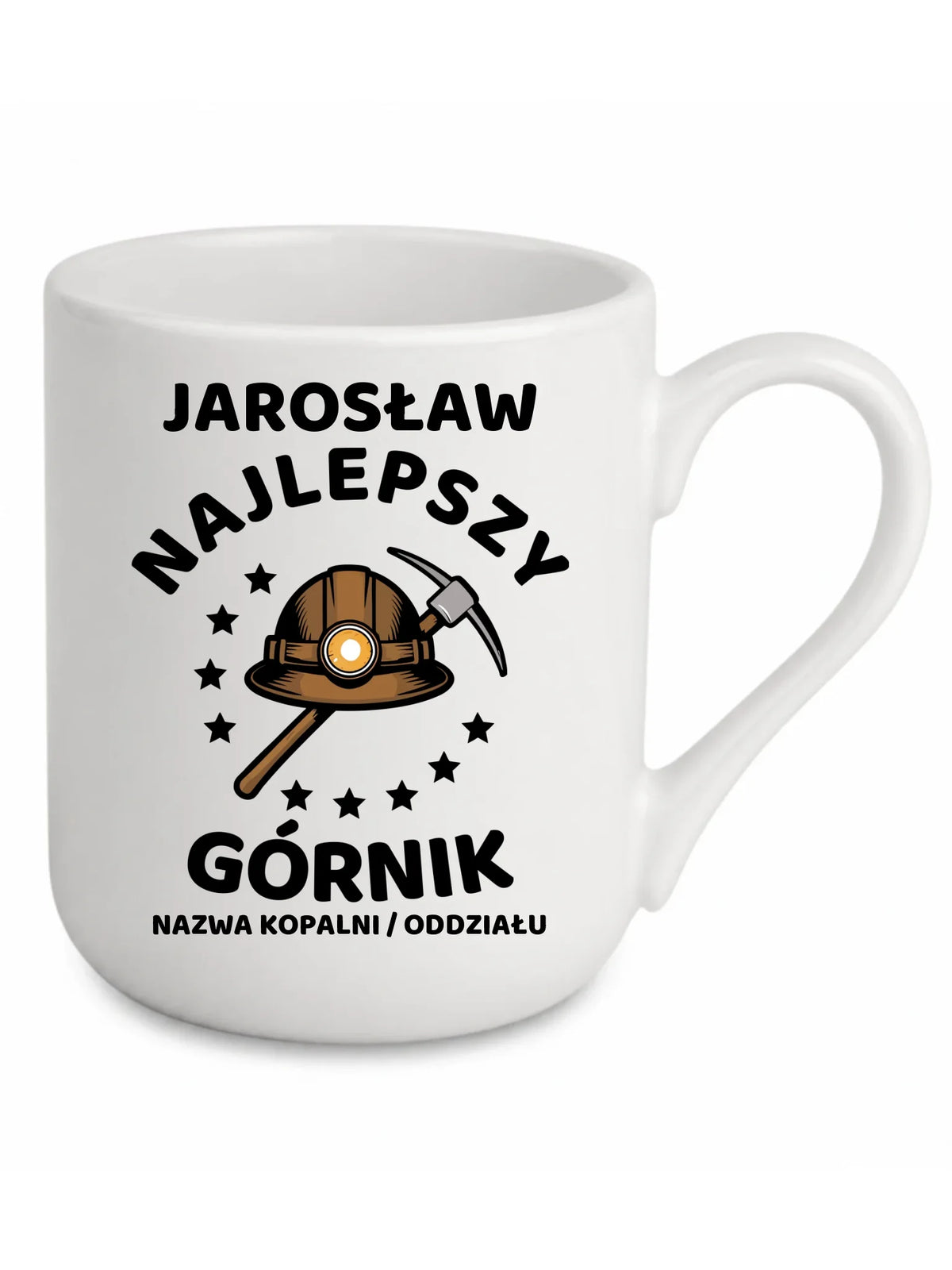 Biały kubek elegant z imieniem dla górnika - Najlepszy Górnik