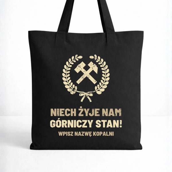 Czarna torba z nazwą kopalni dla górnika - Niech żyje nam górniczy stan