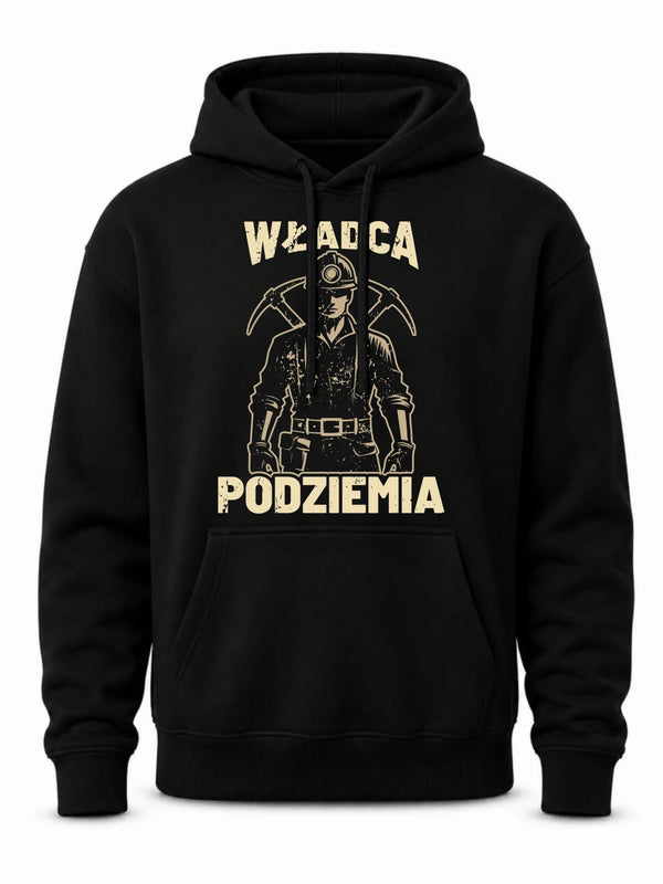 Czarna bluza męska z kapturem dla górnika - Władca Podziemia