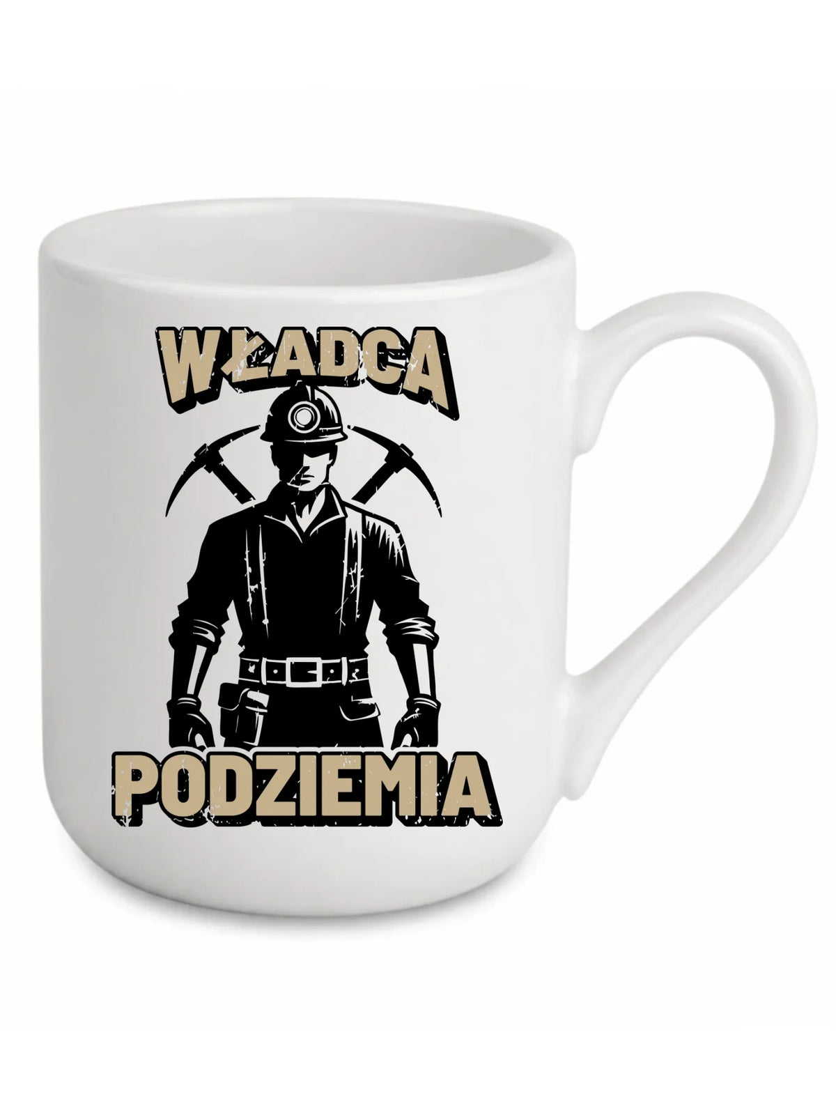 Biały kubek elegant dla górnika - Władca Podziemia