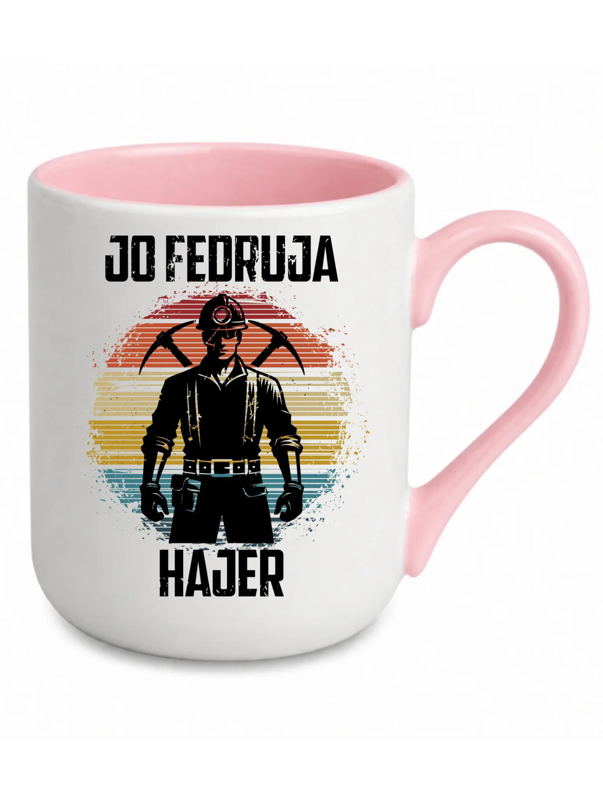 Kubek elegant z różowym środkiem dla górnika - Jo fedruja Hajer