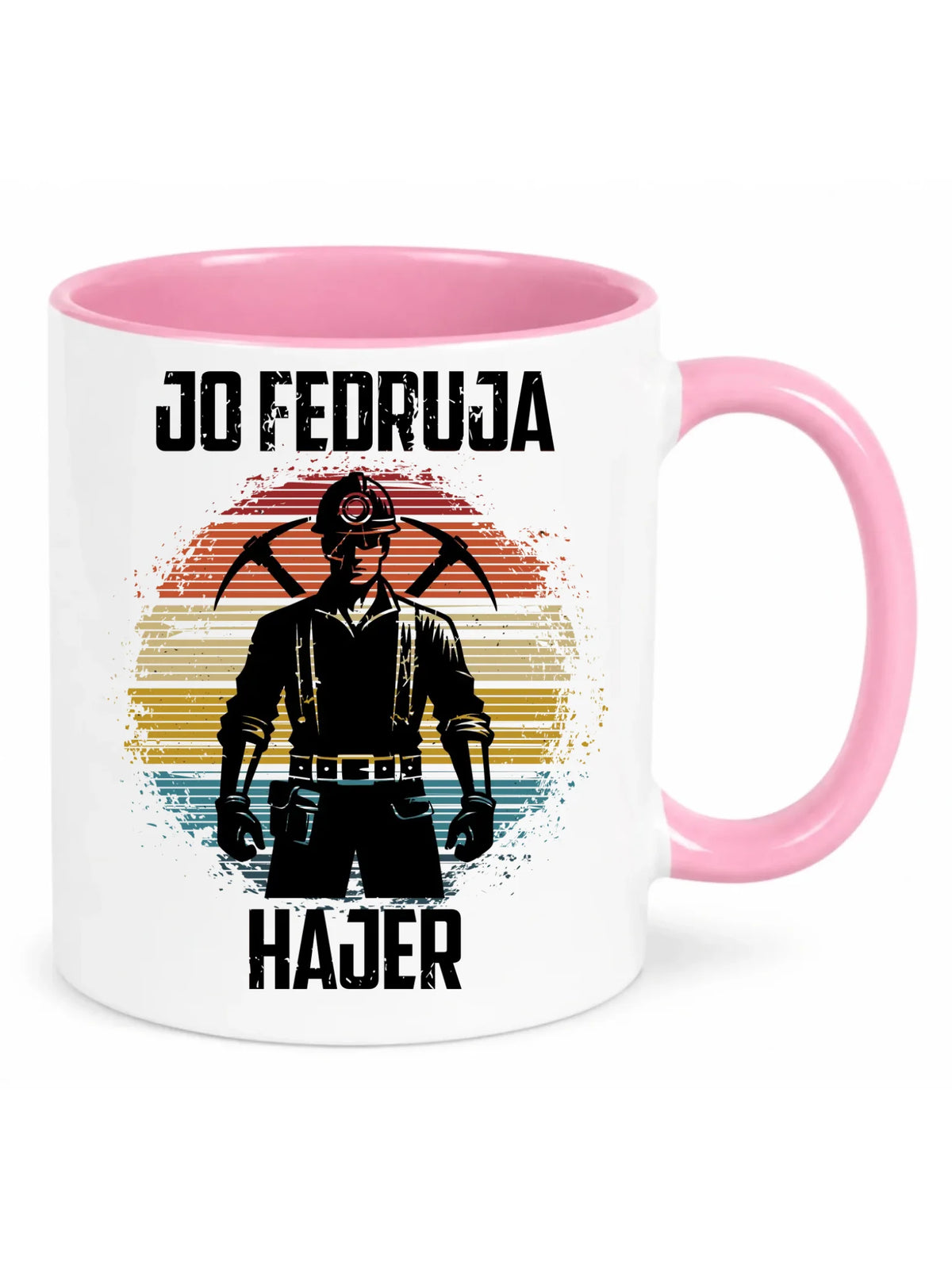 Kubek z różowym środkiem dla górnika - Jo fedruja Hajer