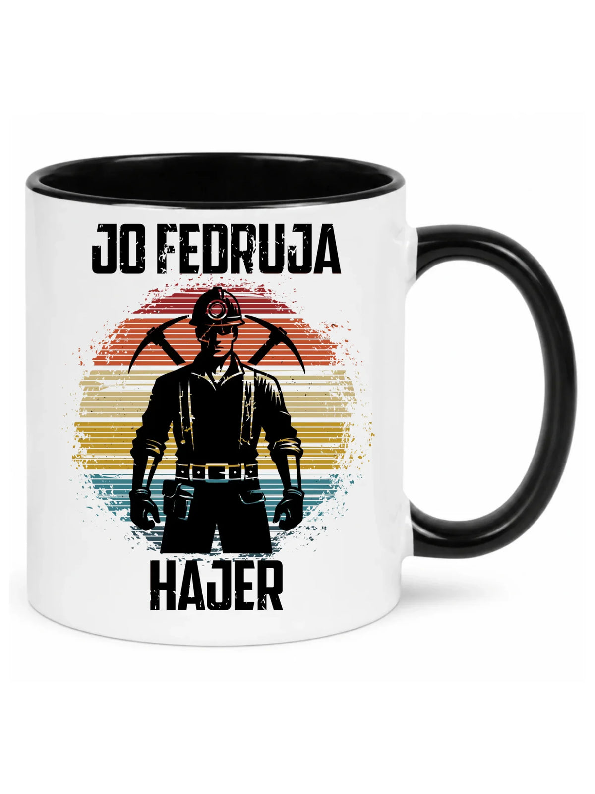 Kubek z czarnym środkiem dla górnika - Jo fedruja Hajer