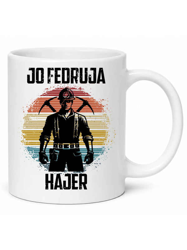 Biały kubek dla górnika - Jo fedruja Hajer
