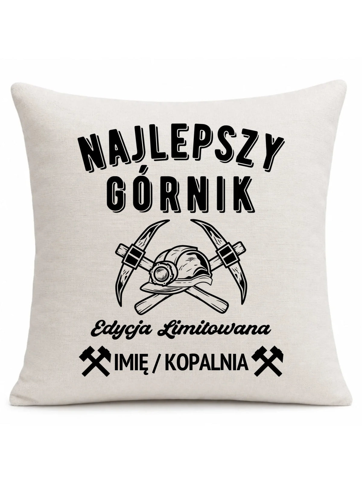 Lniana poduszka z imieniem dla górnika - Edycja Limitowana