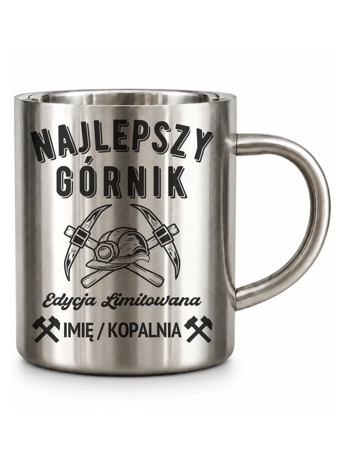Metalowy kubek turystyczny z imieniem dla górnika - Edycja Limitowana