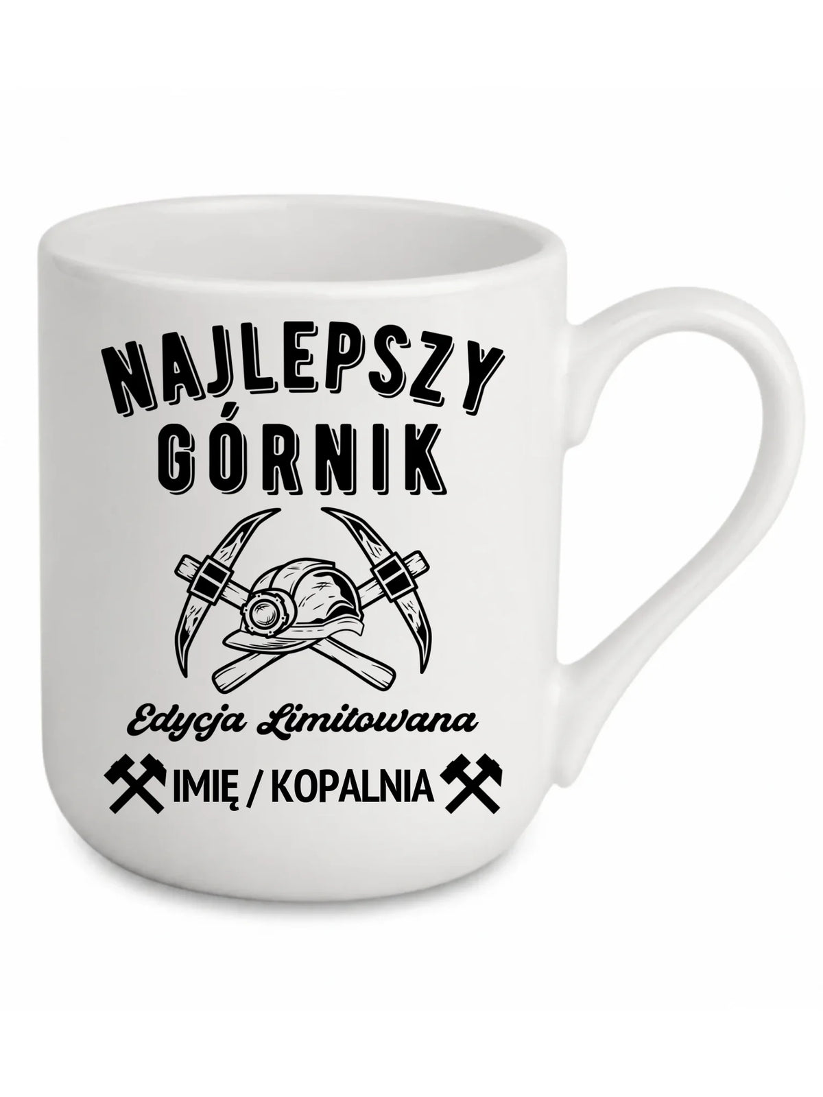Biały kubek elegant z imieniem dla górnika - Edycja Limitowana