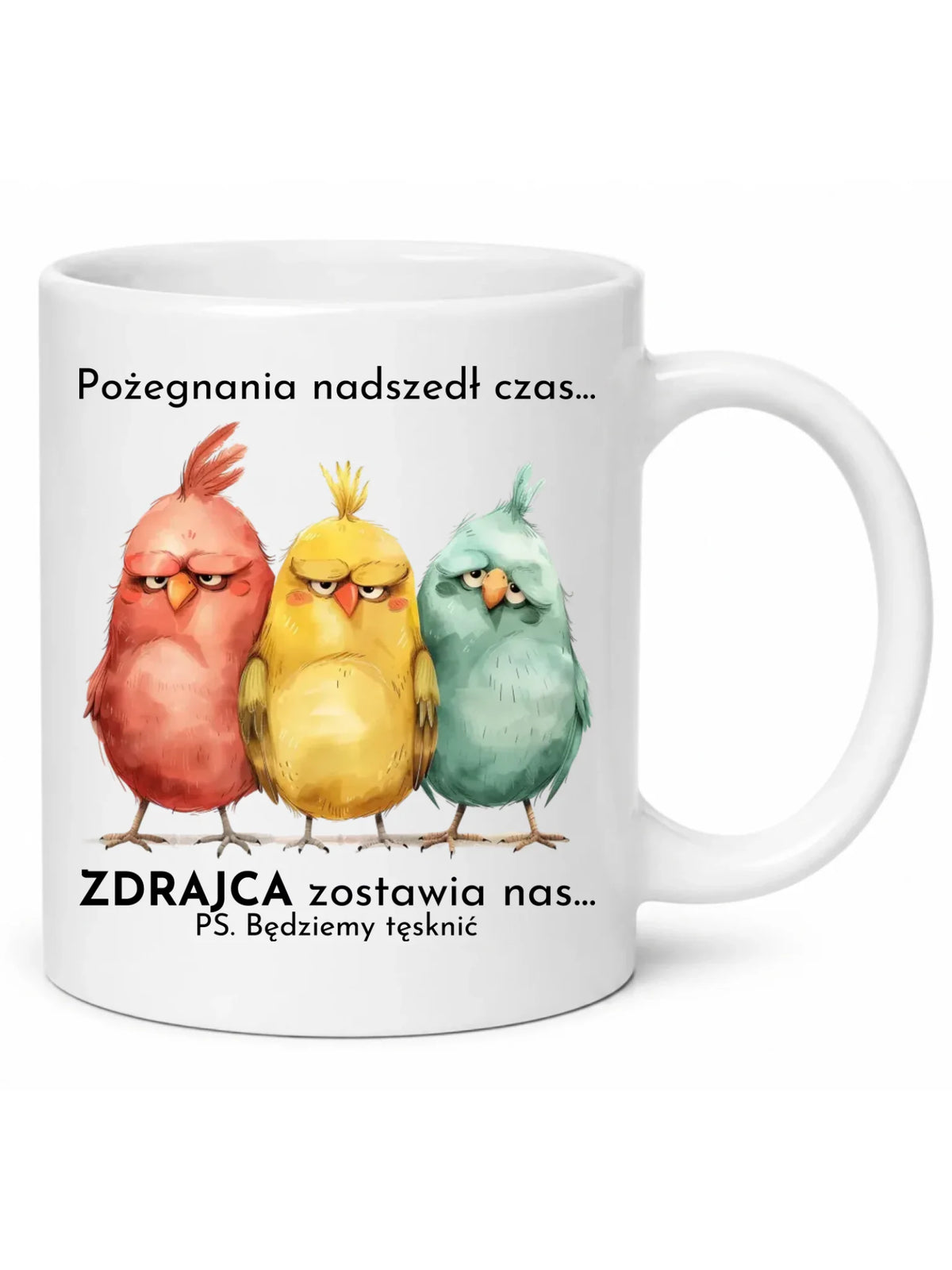 Biały kubek na odejście z pracy - Pożegnania nadszedł czas