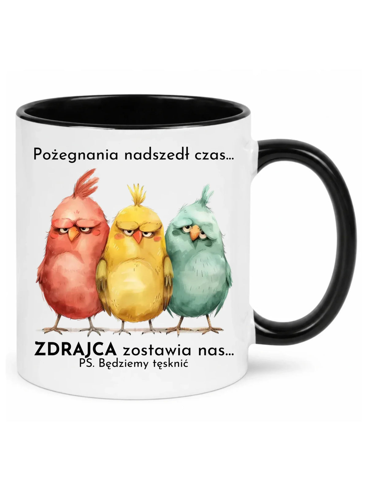Kubek z czarnym środkiem na odejście z pracy - Pożegnania nadszedł czas