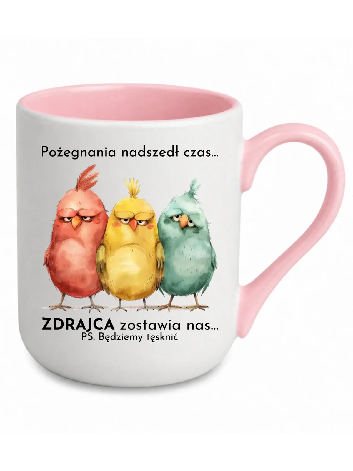 Kubek elegant z różowym środkiem na odejście z pracy - Pożegnania nadszedł czas