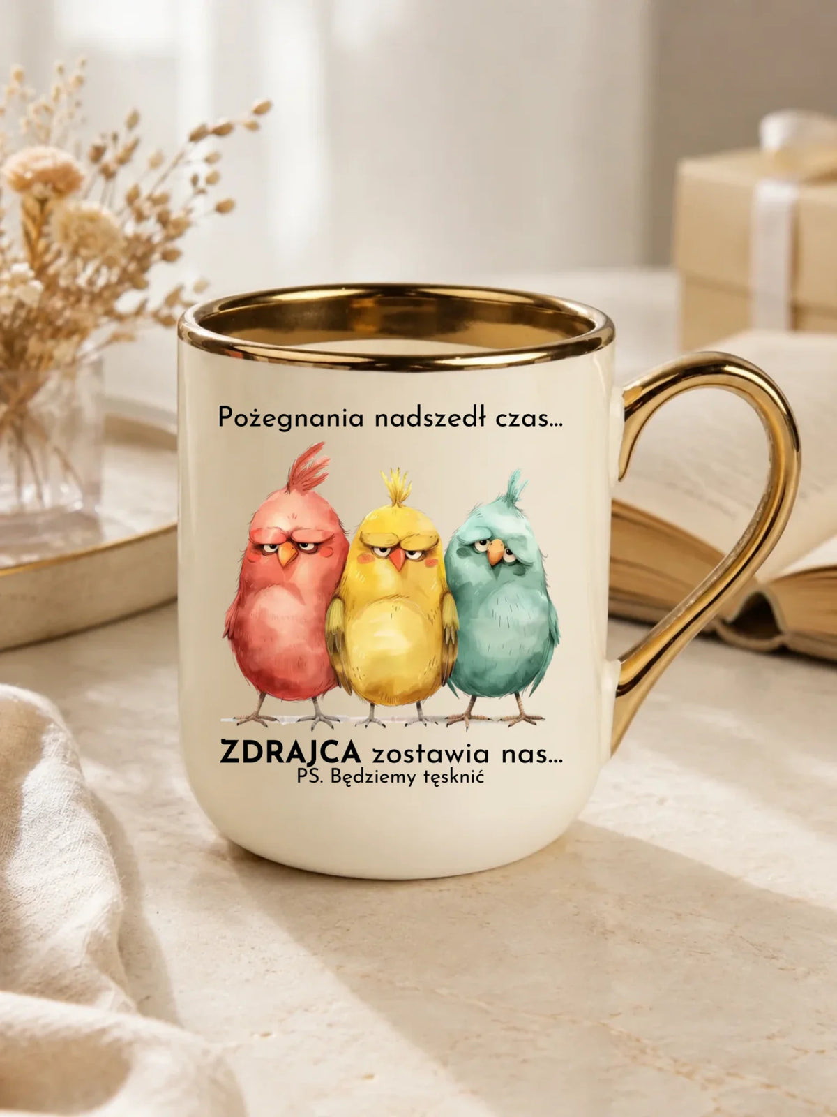 Prezent na odejście z pracy kubek elegant z nadrukiem - Pożegnania nadszedł czas