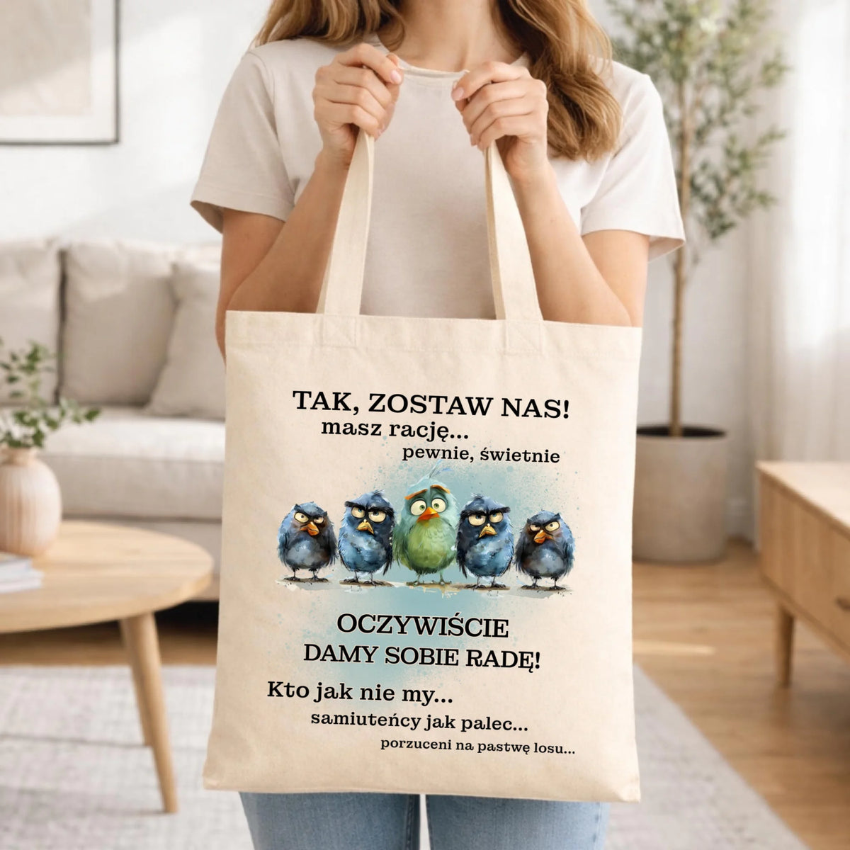 Prezent na pożegnanie z pracy naturalna torba z nadrukiem - Tak, zostaw nas!
