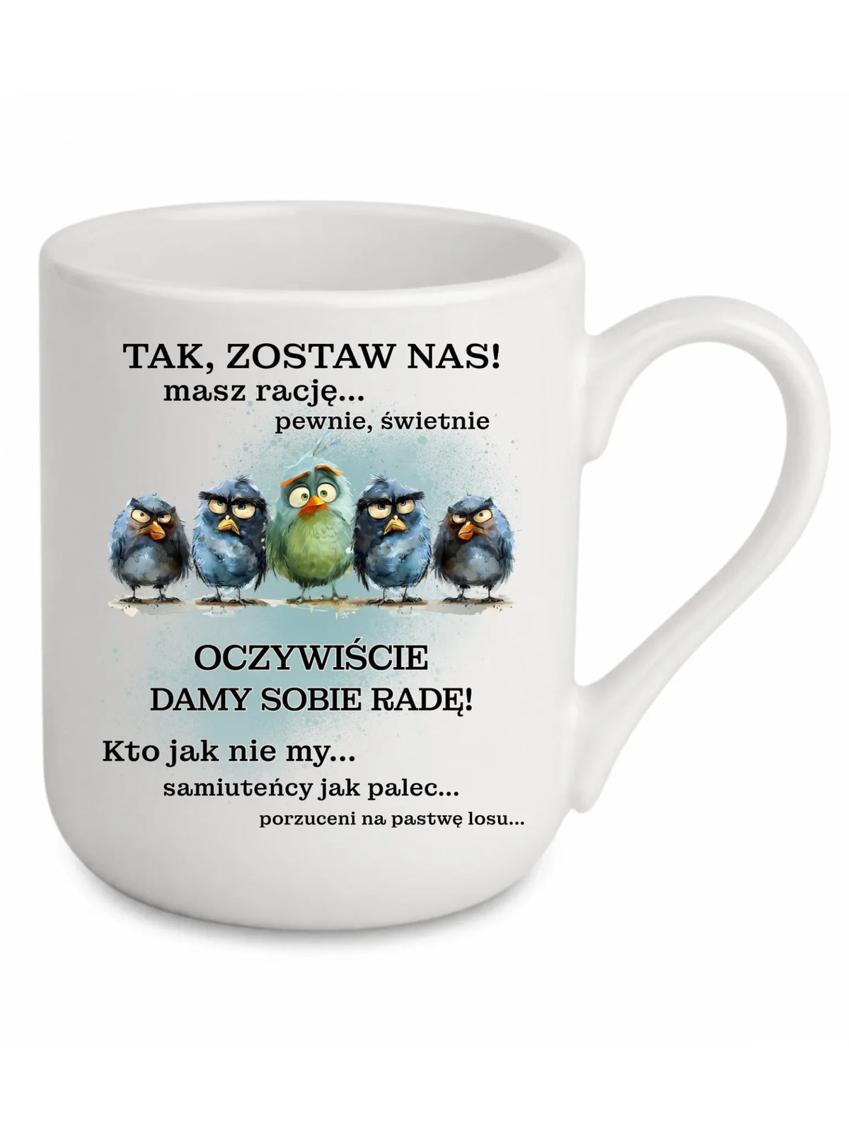 Biały kubek elegant na odejście z pracy - Tak, zostaw nas!