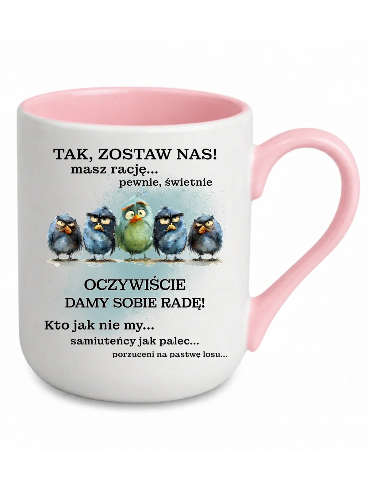 Kubek elegant z różowym środkiem na odejście z pracy - Tak, zostaw nas!