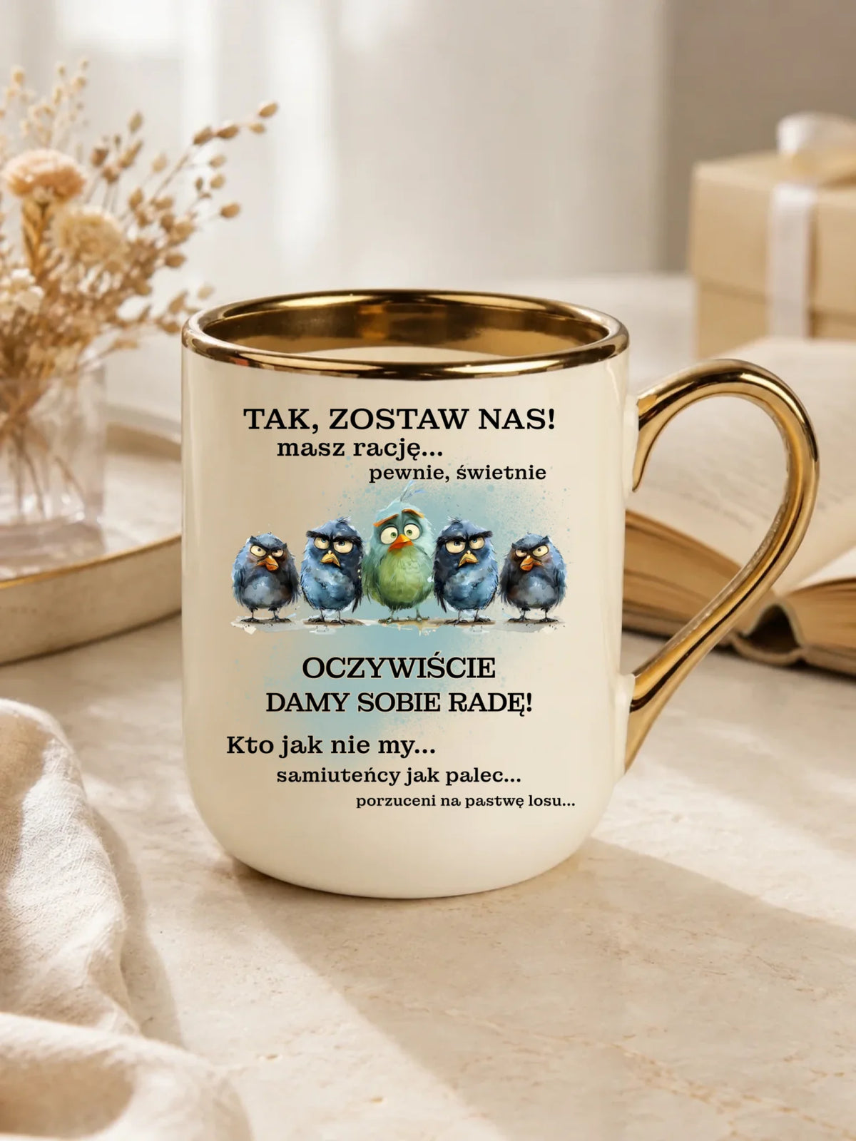 Prezent na odejście z pracy kubek elegant z nadrukiem - Tak, zostaw nas!