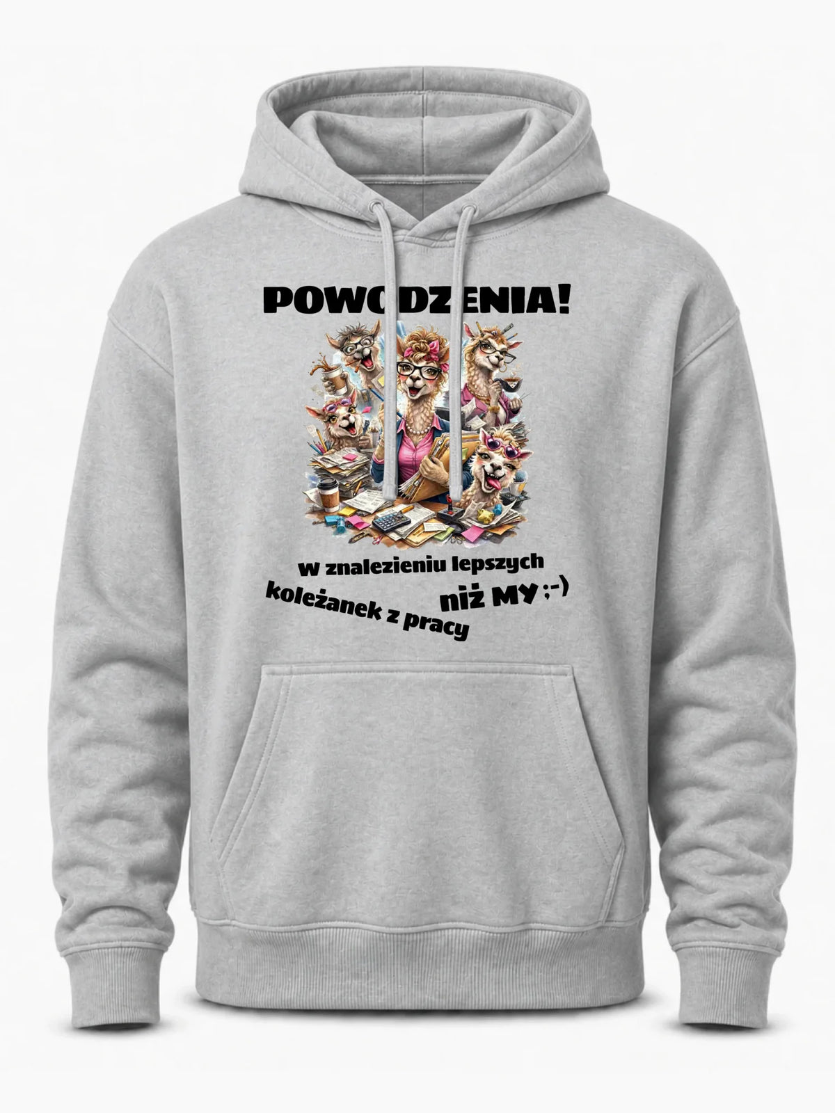 Szara bluza męska z kapturem dla współpracownika - Powodzenia w znalezieniu lepszych koleżanek