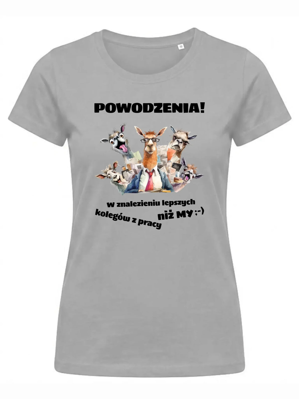 Szara koszulka damska dla koleżanki z pracy - Powodzenia w znalezieniu lepszych kolegów