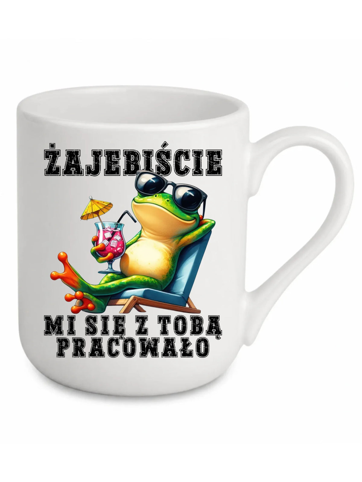 Biały kubek elegant dla współpracownika - Żajebiście mi się z Tobą pracowało