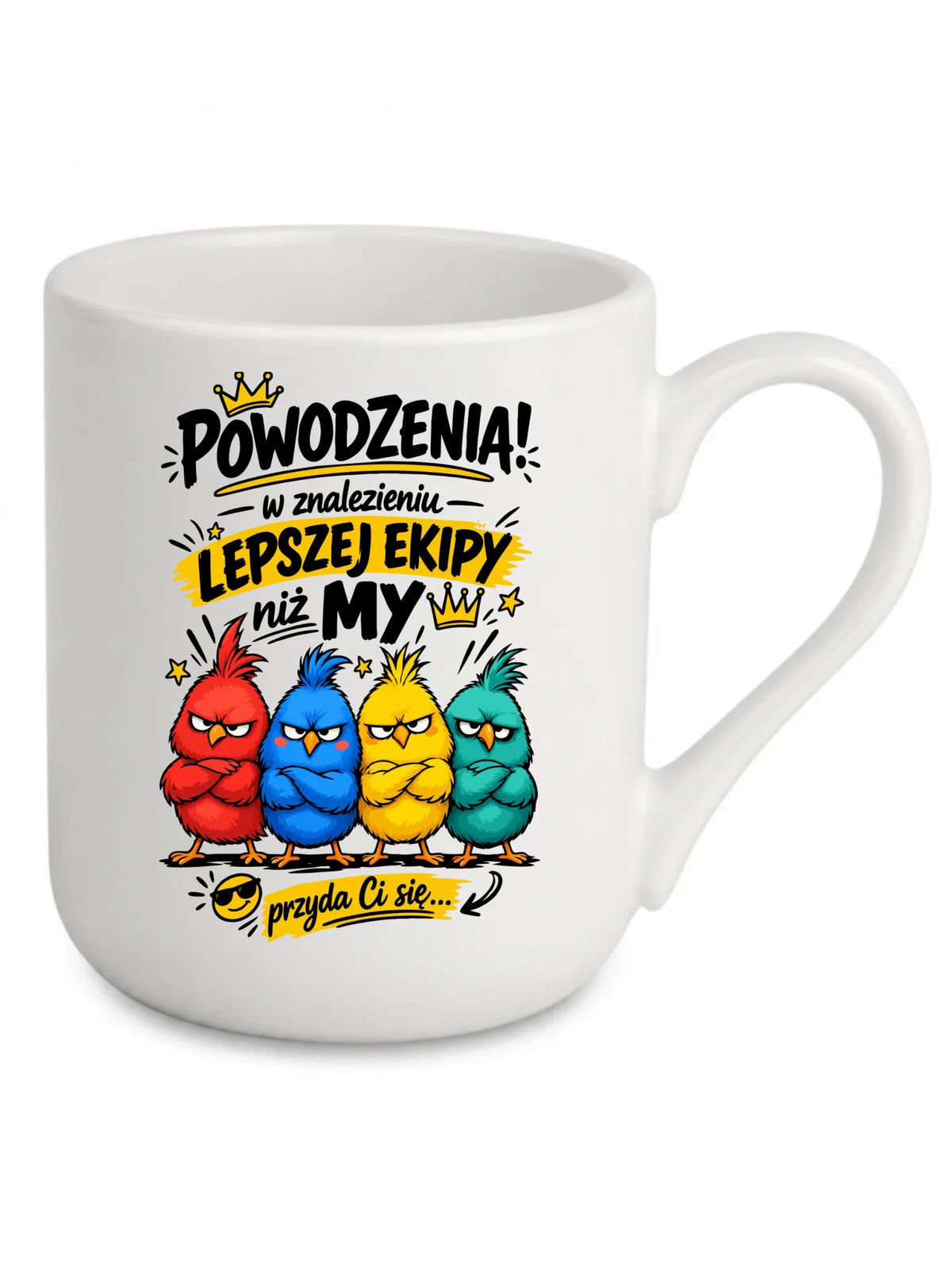 Biały kubek elegant dla współpracownika - Powodzenia w znalezieniu lepszej ekipy