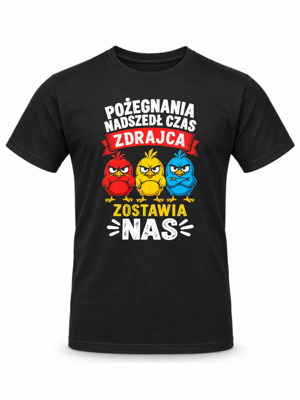 Czarna koszulka męska dla współpracownika - Zdrajca zostawia nas