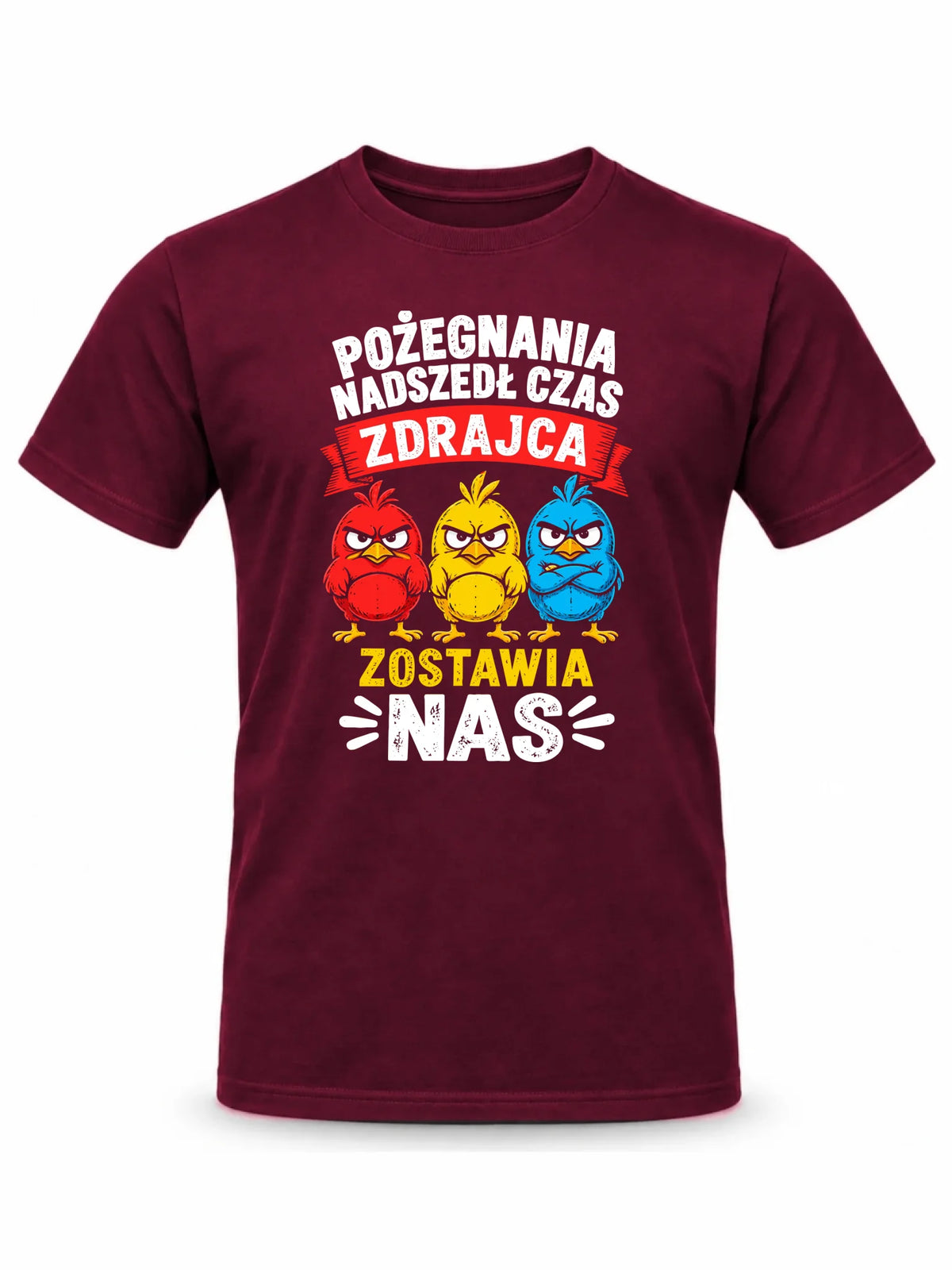 Bordowa koszulka męska dla współpracownika - Zdrajca zostawia nas
