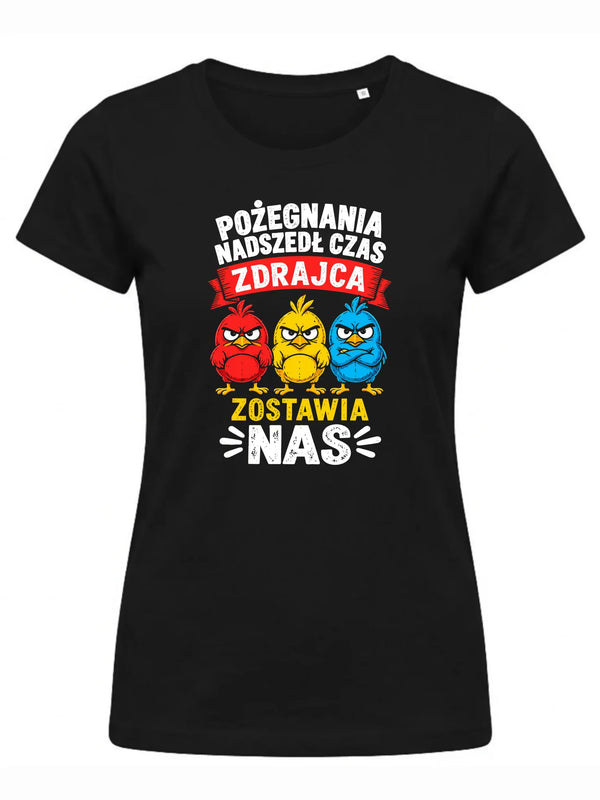 Czarna koszulka damska dla współpracownika - Zdrajca zostawia nas