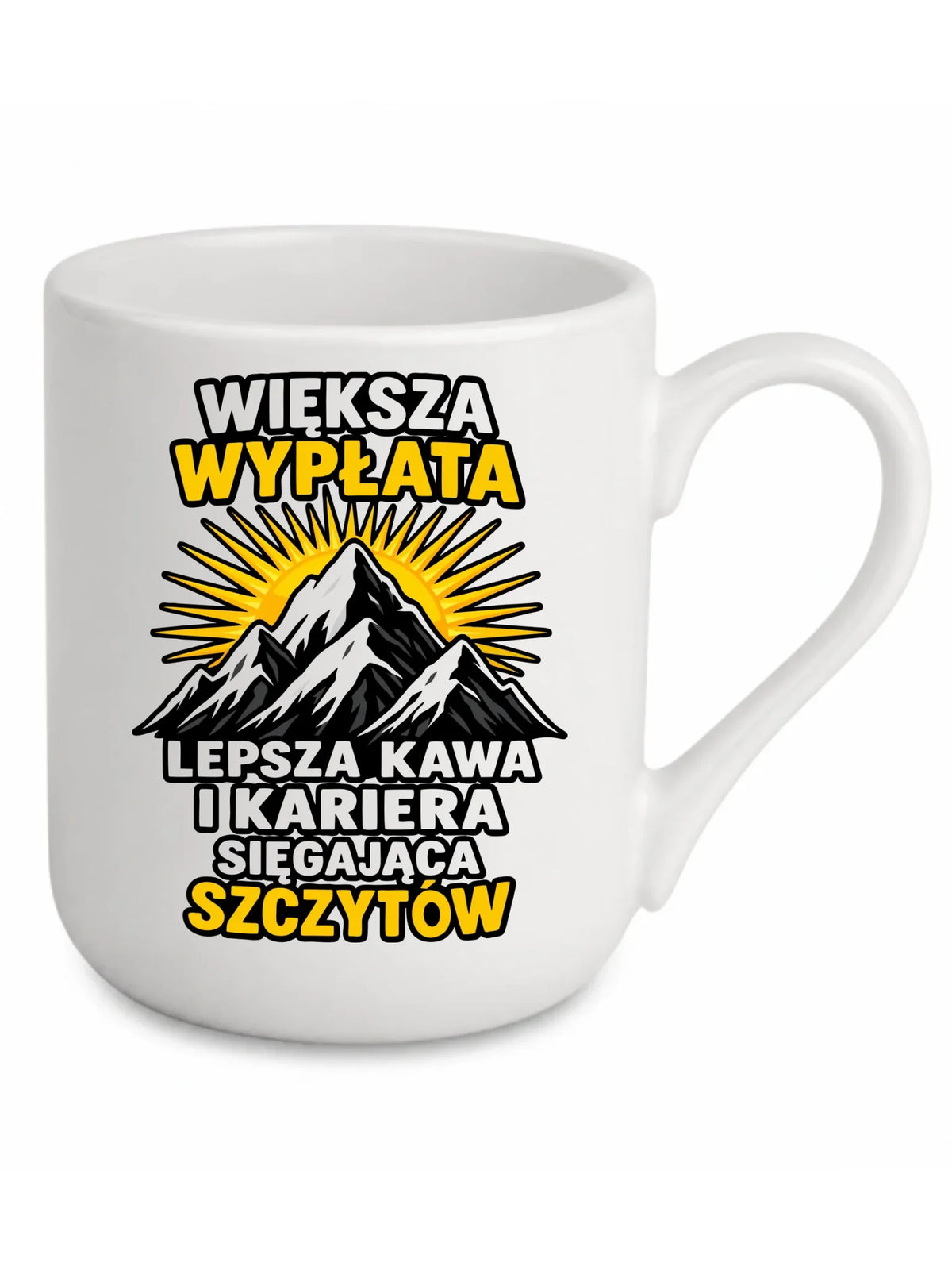 Biały kubek elegant dla współpracownika - Większa wypłata, lepsza kawa