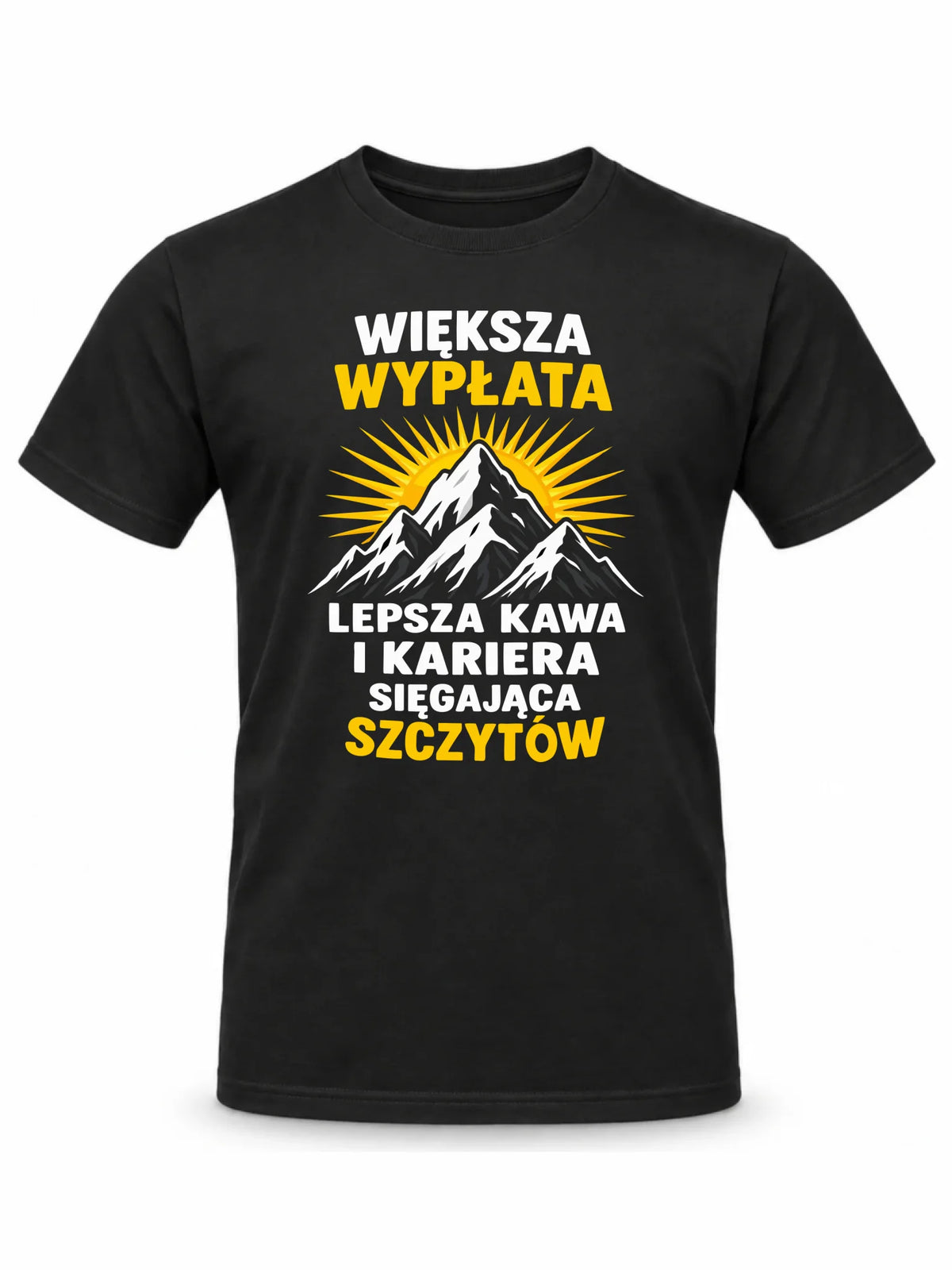Czarna koszulka męska dla współpracownika - Większa wypłata, lepsza kawa