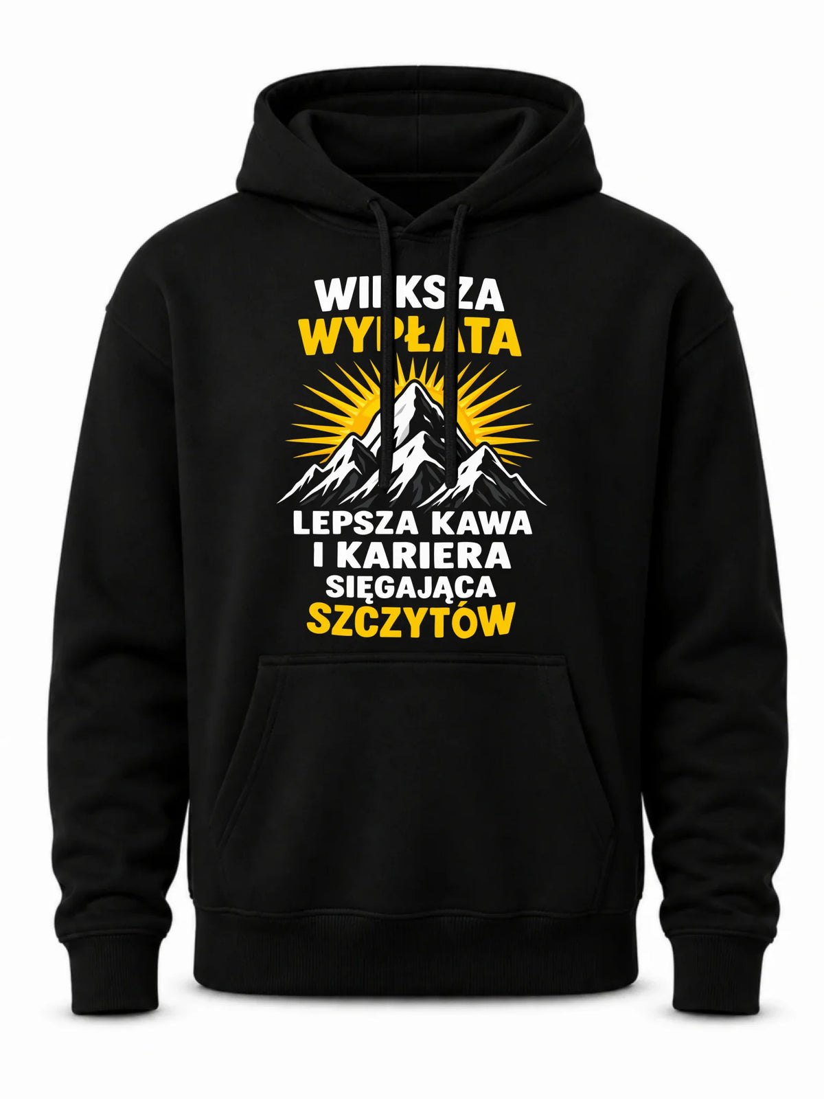 Czarna bluza męska z kapturem dla współpracownika - Większa wypłata, lepsza kawa