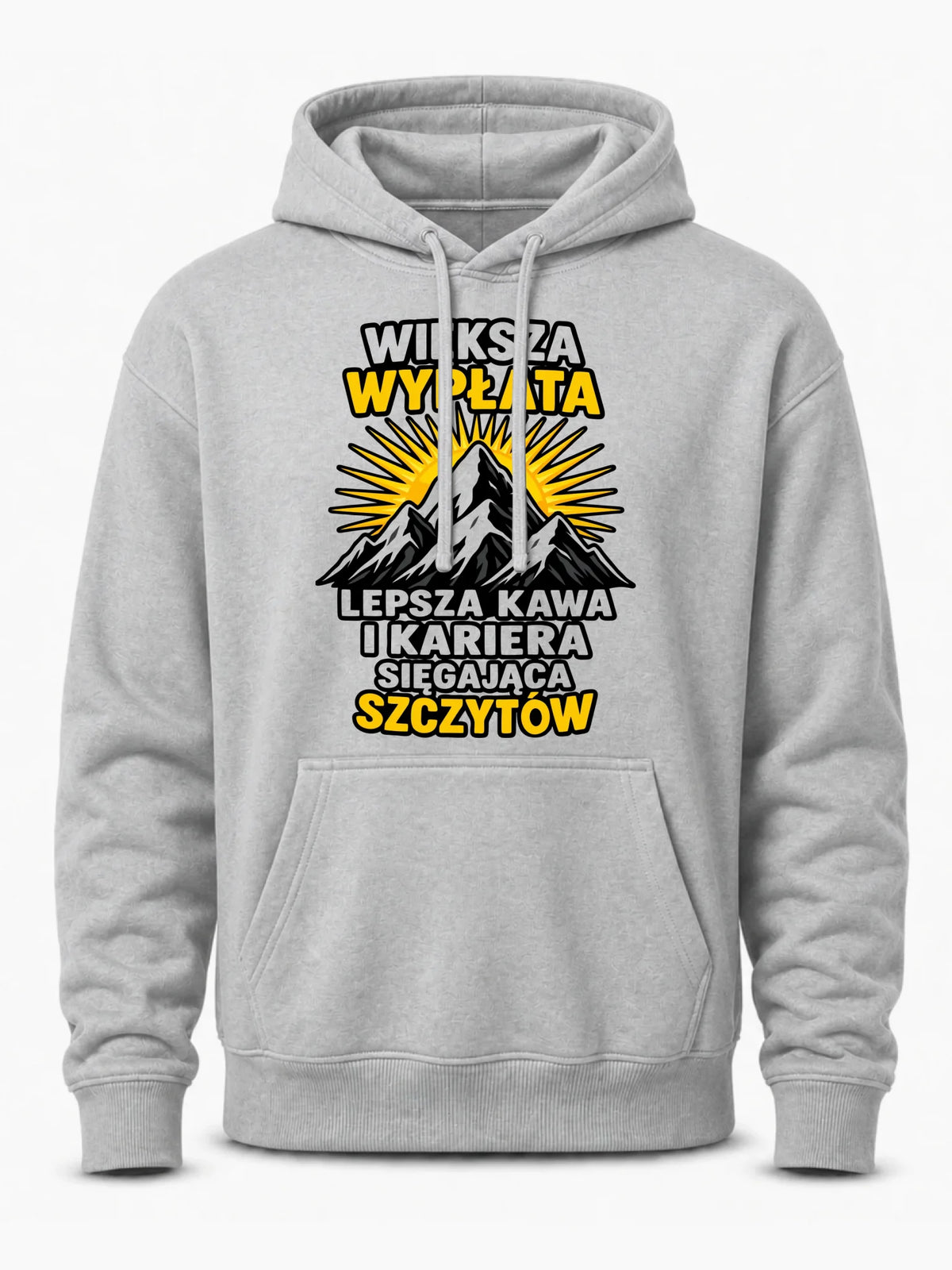 Szara bluza męska z kapturem dla współpracownika - Większa wypłata, lepsza kawa