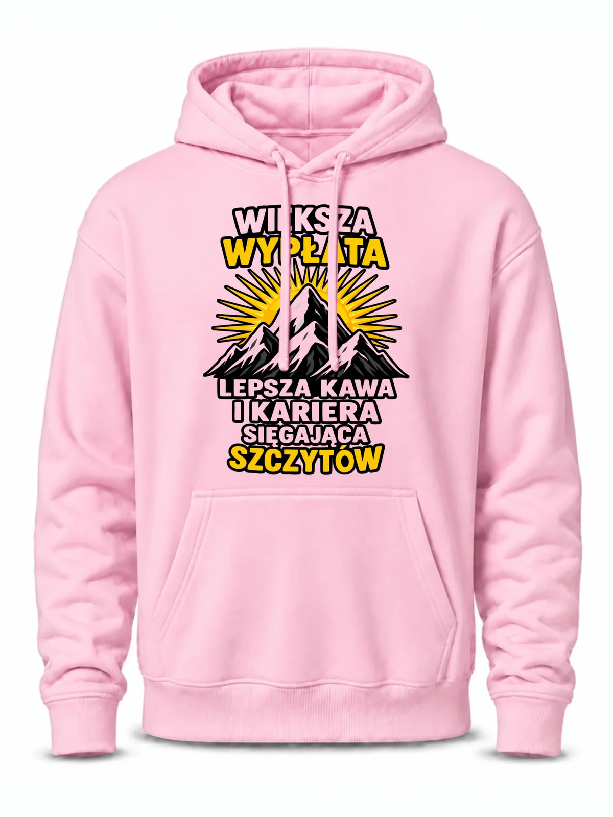 Różowa bluza męska z kapturem dla współpracownika - Większa wypłata, lepsza kawa