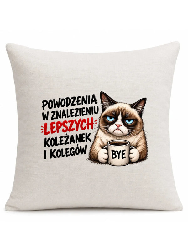 Beżowa poduszka lniana dla koleżanki z pracy - Lepszych koleżanek i kolegów