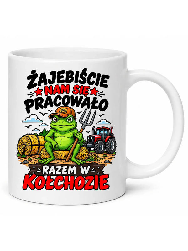 Biały kubek na odejście z pracy - Razem w kołchozie