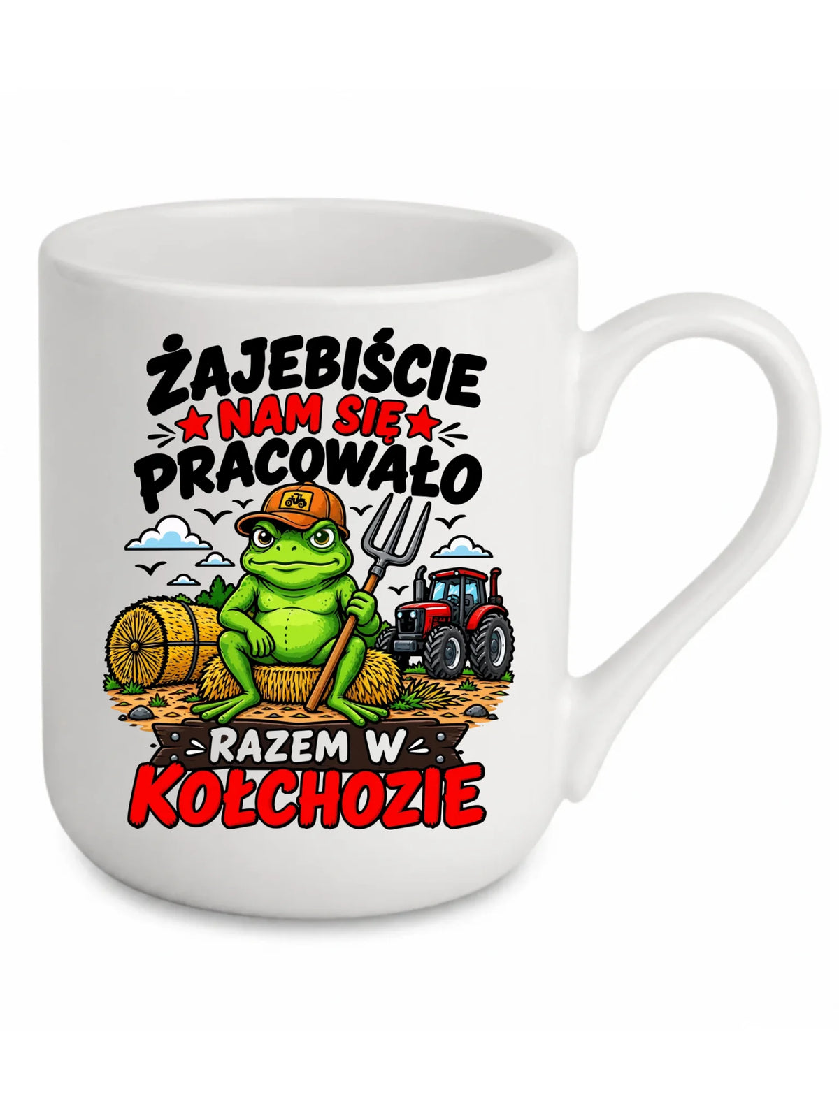 Biały kubek elegant na pożegnanie w pracy - Razem w kołchozie